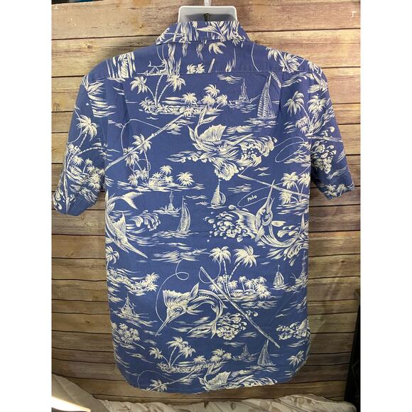 POLO RALPH LAUREN Aloha Shirt All-over Pattern Linen Cotton Men Size: L - Picture 2 of 8